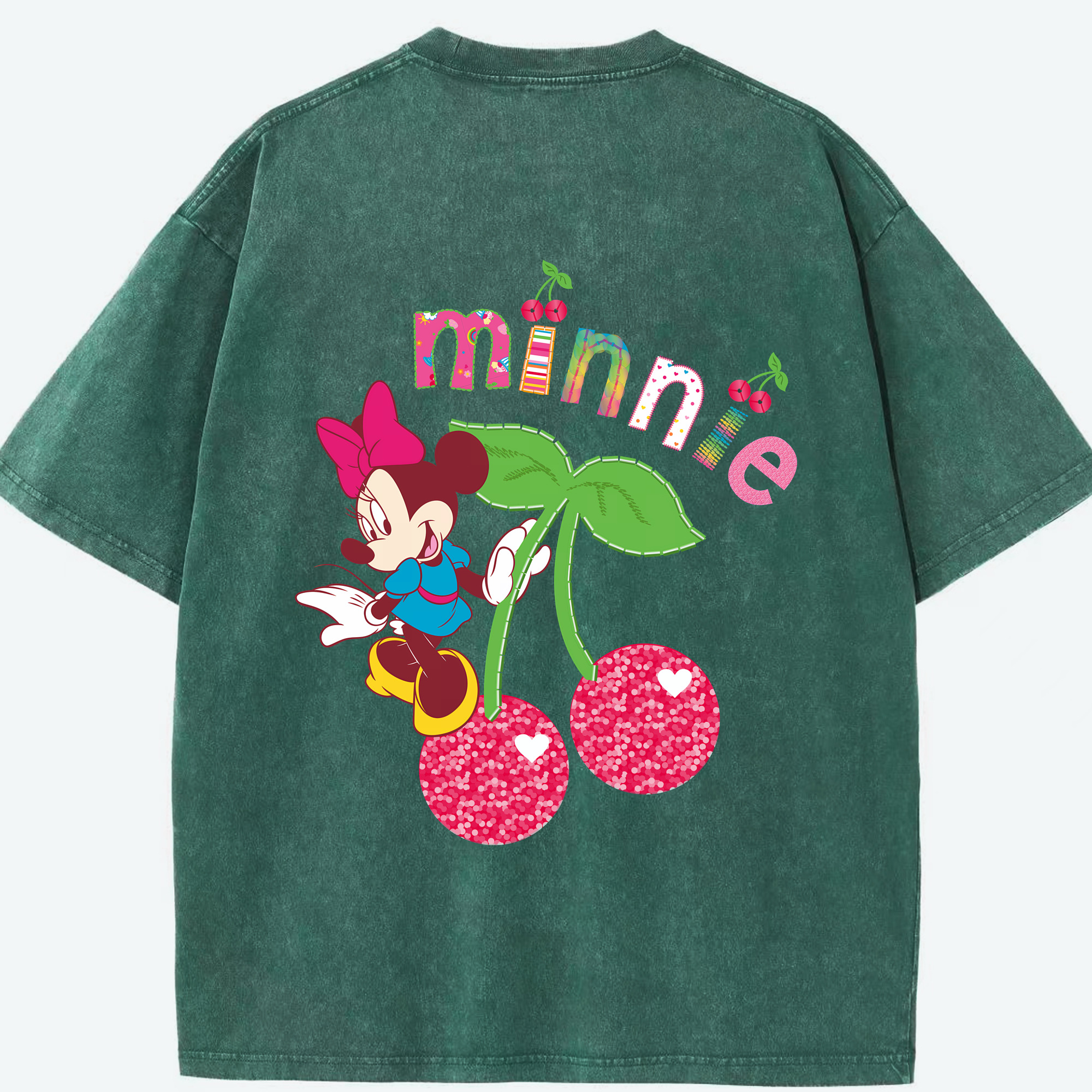 （画像用） ミッキーマウス Mickey Mouse 綿100% ヴィンテージ風 半袖Tシャツ（背面プリント）